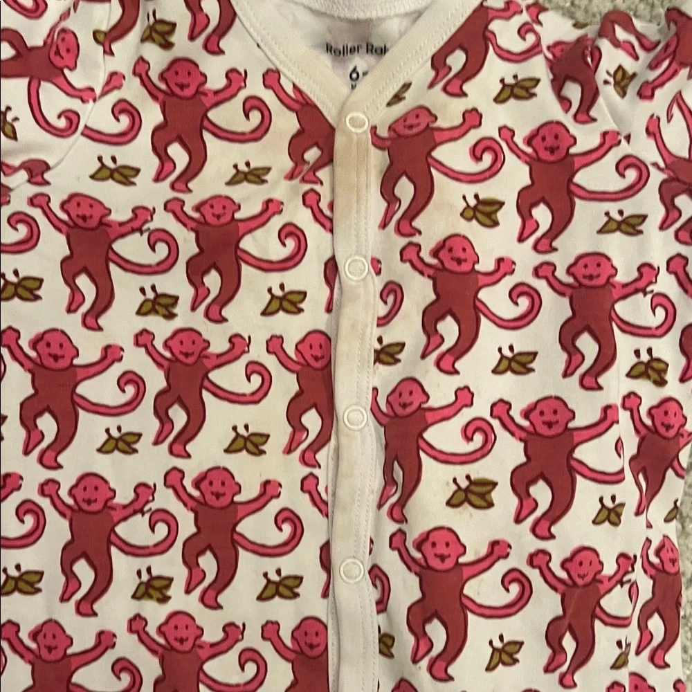 Roller rabbit  Monkey Print Footed One-Piece (6-9 months)